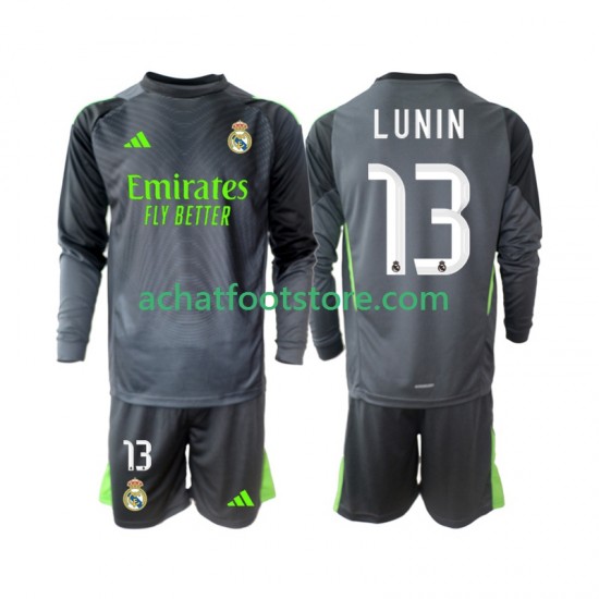 Maillot Real Madrid Andriy Lunin 13 Gardien 3ème Tenue pour Enfant 2025-2026 Manche Longue
