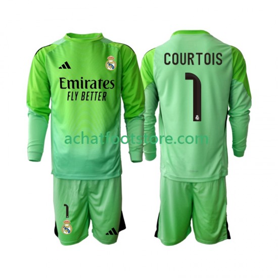 Maillot Real Madrid Thibaut Courtois 1 Extérieur Tenue pour Enfant 2025-2026 Manche Longue