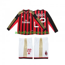 Maillot AC Milan Kaka 22 Rétro Domicile Tenue pour Enfant 2013 2014 Manche Longue