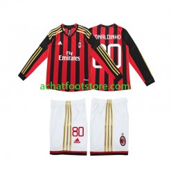 Maillot AC Milan RONALDINHO 80 Rétro Domicile Tenue pour Enfant 2013 2014 Manche Longue