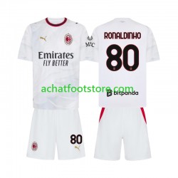 Maillot AC Milan Ronaldinho 80 Extérieur Tenue pour Enfant 2026-2027 Manche Courte