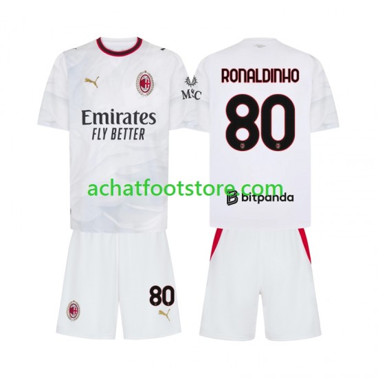 Maillot AC Milan Ronaldinho 80 Extérieur Tenue pour Enfant 2026-2027 Manche Courte