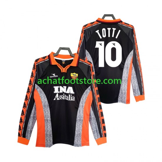 Maillot AS Rome Totti 10 Rétro 3ème Tenue pour Homme 1988 2002 Manche Longue