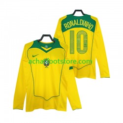 Maillot Brésil RONALDINHO 10 Rétro Domicile Tenue pour Homme 1999 Manche Longue