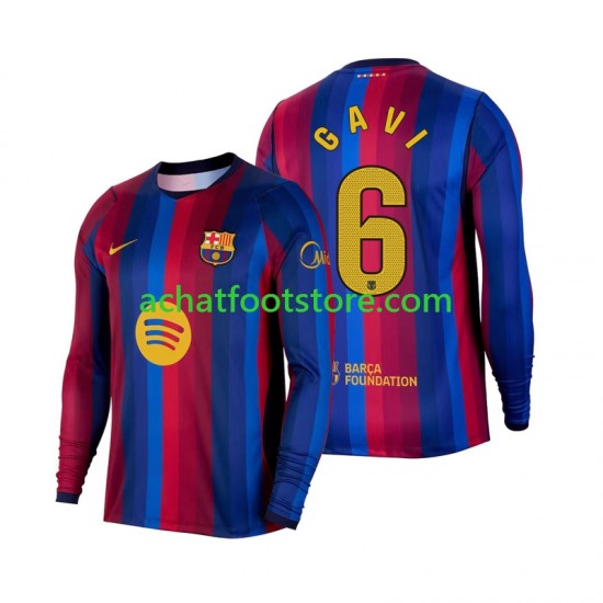 Maillot FC Barcelone Gavi 6 Domicile Tenue pour Homme 2026-2027 Manche Longue