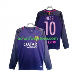 Maillot FC Barcelone Lionel Messi 10 Rétro Extérieur Tenue pour Homme 2016 2017 Manche Longue