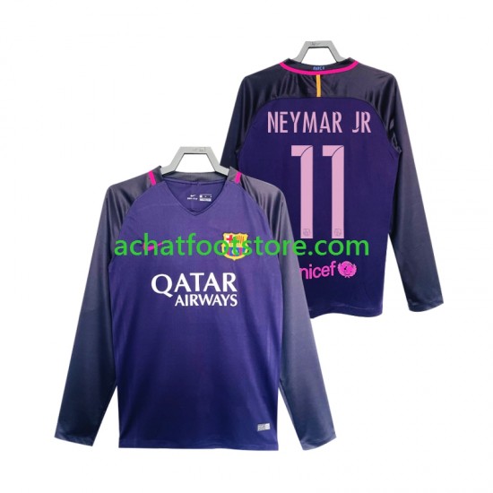 Maillot FC Barcelone Neymar JR 11 Rétro Extérieur Tenue pour Homme 2016 2017 Manche Longue