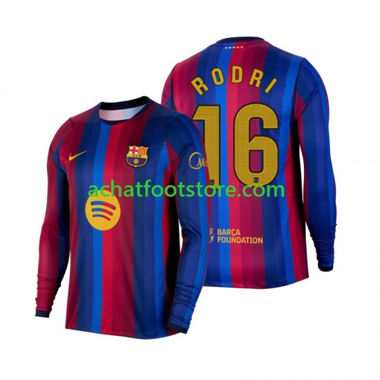 Maillot FC Barcelone Rodri 16 Domicile Tenue pour Homme 2026-2027 Manche Longue