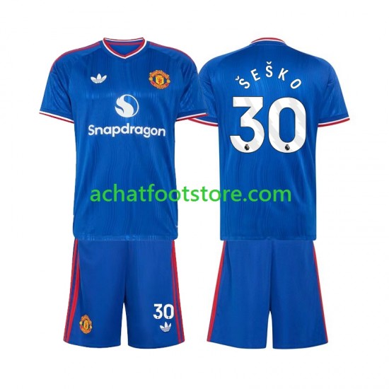 Maillot Manchester United Benjamin Sesko 30 Extérieur Tenue pour Enfant 2026-2027 Manche Courte
