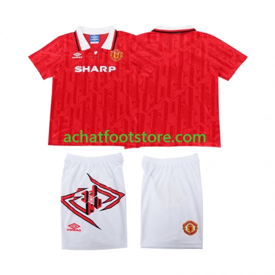 Maillot Manchester United Rétro Domicile Tenue pour Enfant 1993 1994 Manche Courte