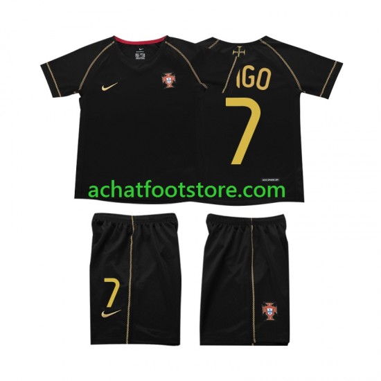 Maillot Portugal FIGO 7 Rétro Extérieur Tenue pour Enfant 2006 Manche Courte