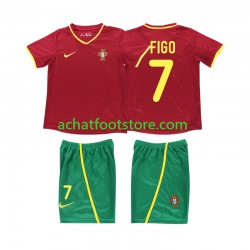 Maillot Portugal FIGO 7 Rétro Domicile Tenue pour Enfant 2010 Manche Courte