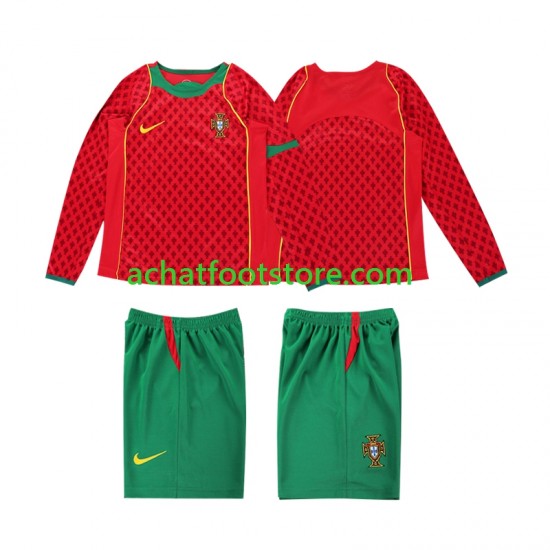 Maillot Portugal Rétro Domicile Tenue pour Enfant 1999 Manche Longue
