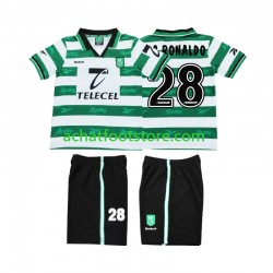 Maillot Sporting CP Cristiano Ronaldo 28 Rétro Domicile Tenue pour Enfant 2002 2022 Manche Courte