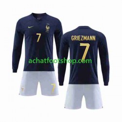 Maillot France Griezmann 7 Domicile Tenue pour Enfant Coupe du Monde 2022 Manche Longue
