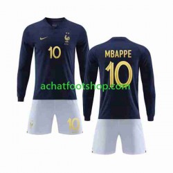 Maillot France Mbappé 10 Domicile Tenue pour Enfant Coupe du Monde 2022 Manche Longue