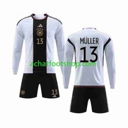 Maillot Allemagne MULLER 13 Domicile Tenue pour Enfant Coupe du Monde 2022 Manche Longue