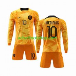 Maillot Pays-Bas Memphis 10 Domicile Tenue pour Enfant Coupe du Monde 2022 Manche Longue Maillot Pays-Bas Memphis 10 Domicile Tenue pour Enfant Coupe du Monde 2022 Manche Longue