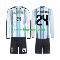 Maillot Argentine Enzo Fernandez 24 Domicile Tenue pour Enfant Coupe du Monde 2026 Manche Longue
