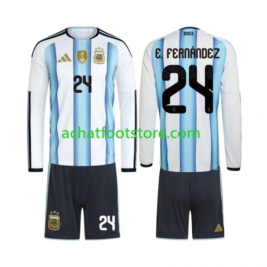 Maillot Argentine Enzo Fernandez 24 Domicile Tenue pour Enfant Coupe du Monde 2026 Manche Longue