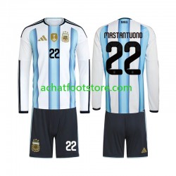 Maillot Argentine Franco Mastantuono 22 Domicile Tenue pour Enfant Coupe du Monde 2026 Manche Longue