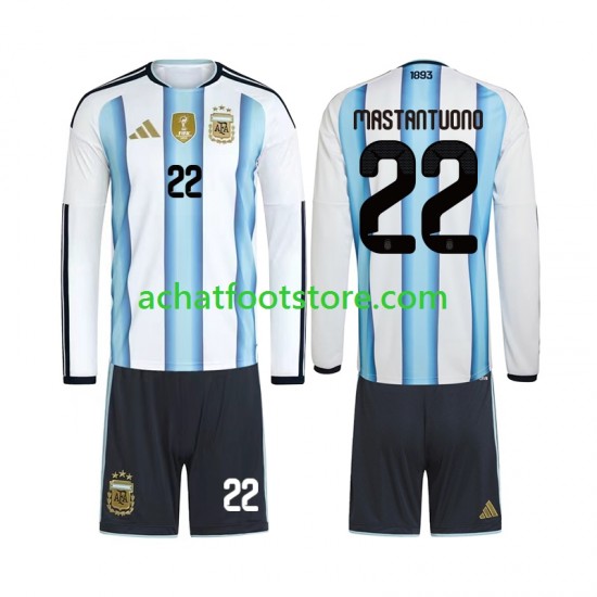 Maillot Argentine Franco Mastantuono 22 Domicile Tenue pour Enfant Coupe du Monde 2026 Manche Longue