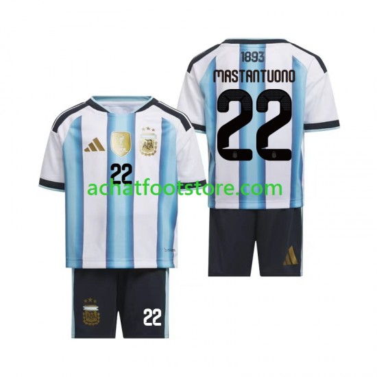 Maillot Argentine Franco Mastantuono 22 Domicile Tenue pour Enfant Coupe du Monde 2026 Manche Courte