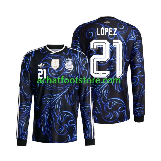 Maillot Argentine Jose Manuel Lopez 21 Extérieur Tenue pour Homme Coupe du Monde 2026 Manche Longue