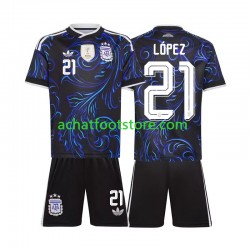 Maillot Argentine Jose Manuel Lopez 21 Extérieur Tenue pour Enfant Coupe du Monde 2026 Manche Courte