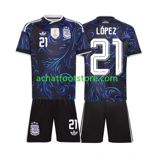 Maillot Argentine Jose Manuel Lopez 21 Extérieur Tenue pour Enfant Coupe du Monde 2026 Manche Courte