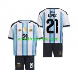 Maillot Argentine Jose Manuel Lopez 21 Domicile Tenue pour Enfant Coupe du Monde 2026 Manche Courte