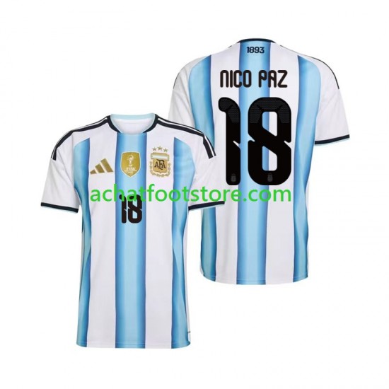 Maillot Argentine Nico Paz 18 Domicile Tenue pour Homme Coupe du Monde 2026 Manche Courte