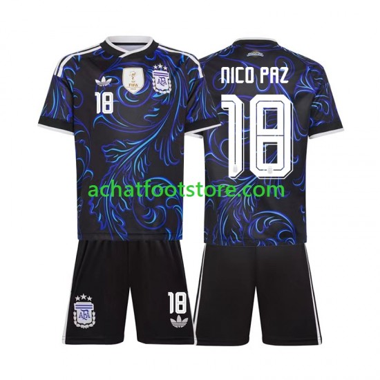 Maillot Argentine Nico Paz 18 Extérieur Tenue pour Enfant Coupe du Monde 2026 Manche Courte