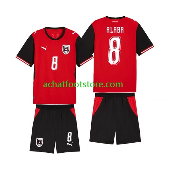 Maillot Autriche David Alaba 8 Domicile Tenue pour Enfant Coupe du Monde 2026 Manche Courte