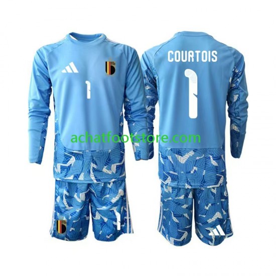 Maillot Belgique Thibaut Courtois 1 Gardien Domicile Tenue pour Enfant Coupe du Monde 2026 Manche Longue