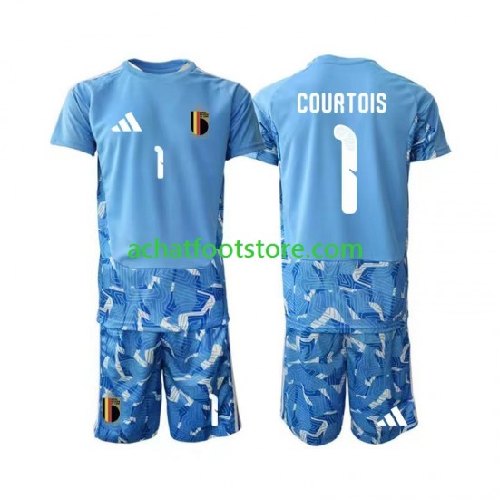 Maillot Belgique Thibaut Courtois 1 Gardien Domicile Tenue pour Enfant Coupe du Monde 2026 Manche Courte
