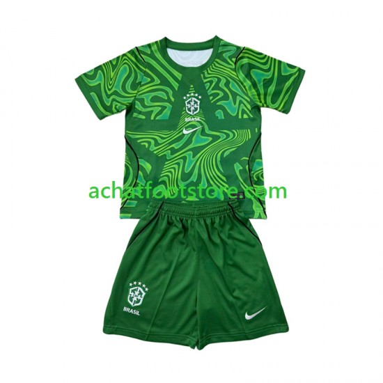 Maillot Brésil Gardien Extérieur Tenue pour Enfant Coupe du Monde 2026 Manche Courte