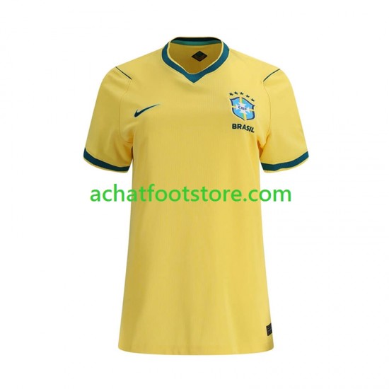 Maillot Brésil Domicile Tenue pour Femme Coupe du Monde 2026 Manche Courte
