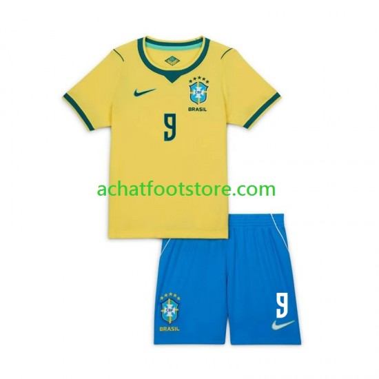 Maillot Brésil Matheus Cunha 9 Chidlren Domicile Tenue Coupe du Monde 2026 Manche Courte