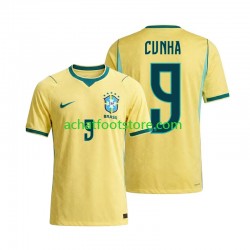 Maillot Brésil Matheus Cunha 9 Domicile Tenue pour Homme Coupe du Monde 2026 Manche Courte