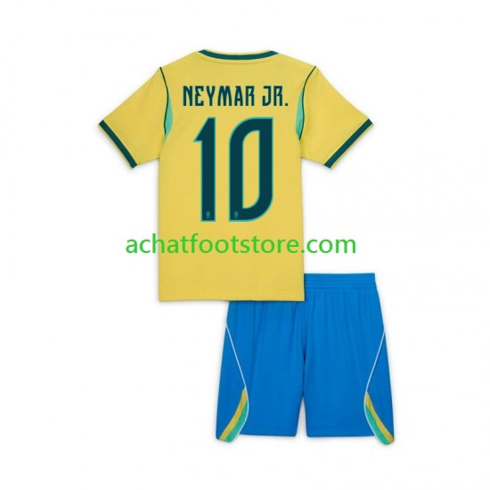 Maillot Brésil Neymar JR 10 Domicile Tenue pour Enfant Coupe du Monde 2026 Manche Courte