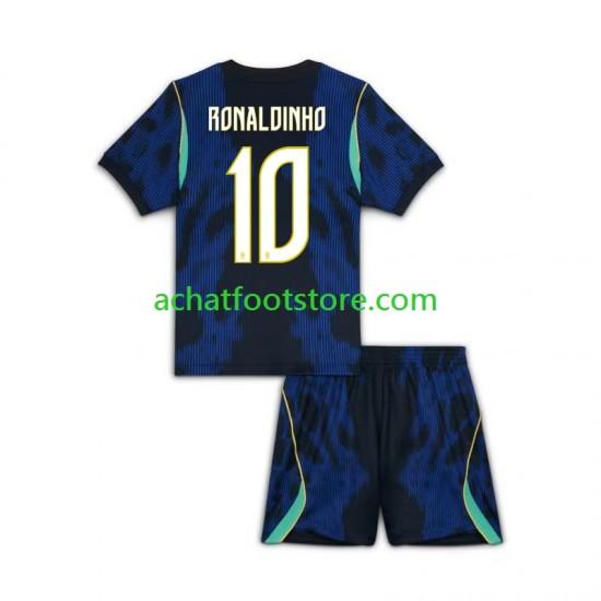 Maillot Brésil Ronaldinho 10 Extérieur Tenue pour Enfant Coupe du Monde 2026 Manche Courte