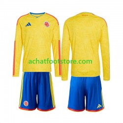 Maillot Colombie Domicile Tenue pour Enfant Coupe du Monde 2026 Manche Longue