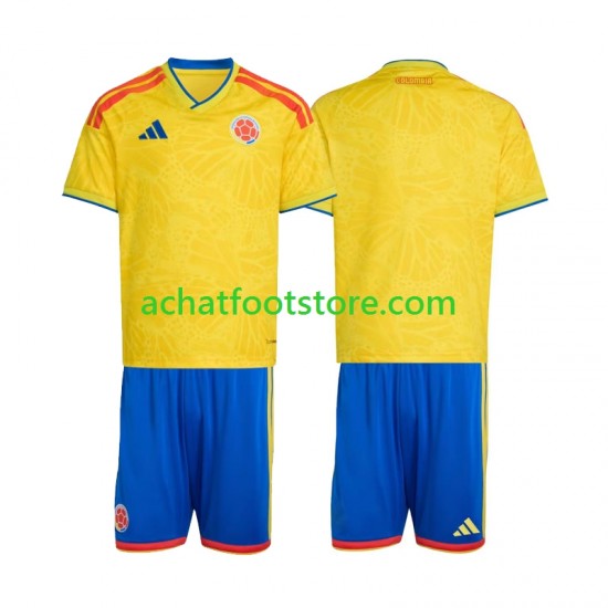 Maillot Colombie Domicile Tenue pour Enfant Coupe du Monde 2026 Manche Courte