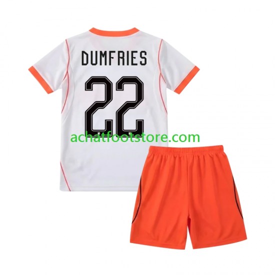 Maillot Pays-Bas Denzel Dumfries 22 Extérieur Tenue pour Enfant Coupe du Monde 2026 Manche Courte