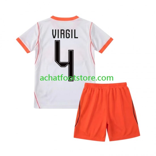 Maillot Pays-Bas Virgil van Dijk 4 Extérieur Tenue pour Enfant Coupe du Monde 2026 Manche Courte