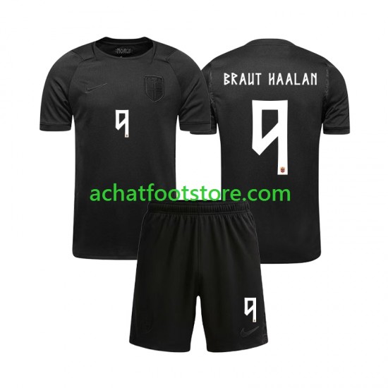 Maillot Norvège Braut Haaland 9 Extérieur Tenue pour Enfant Coupe du Monde 2026 Manche Courte