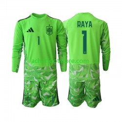 Maillot Espagne David Raya 1 6th Green color Gardien pour Enfant Coupe du Monde 2026 Manche Longue