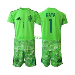 Maillot Espagne David Raya 1 6th Green color Gardien pour Enfant Coupe du Monde 2026 Manche Courte
