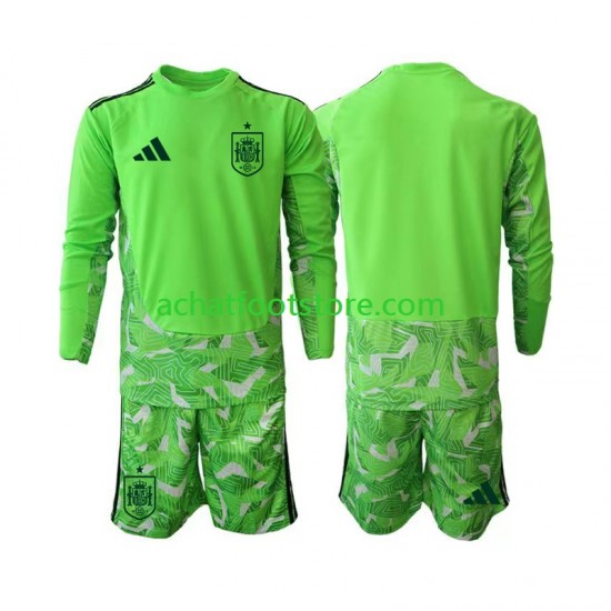 Maillot Espagne 6th Green color Gardien pour Enfant Coupe du Monde 2026 Manche Longue